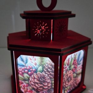 Magnifique lanterne hexagonale sur le thème de Noël