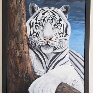 Toile acrylique tigre blanc