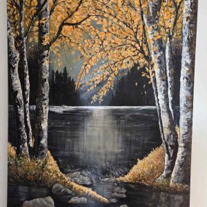 Toile crépuscule au bord du lac